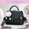 Simple Solid Color Lychee Texture Women Casual Shoulder Bag With Pendant For Daily Use