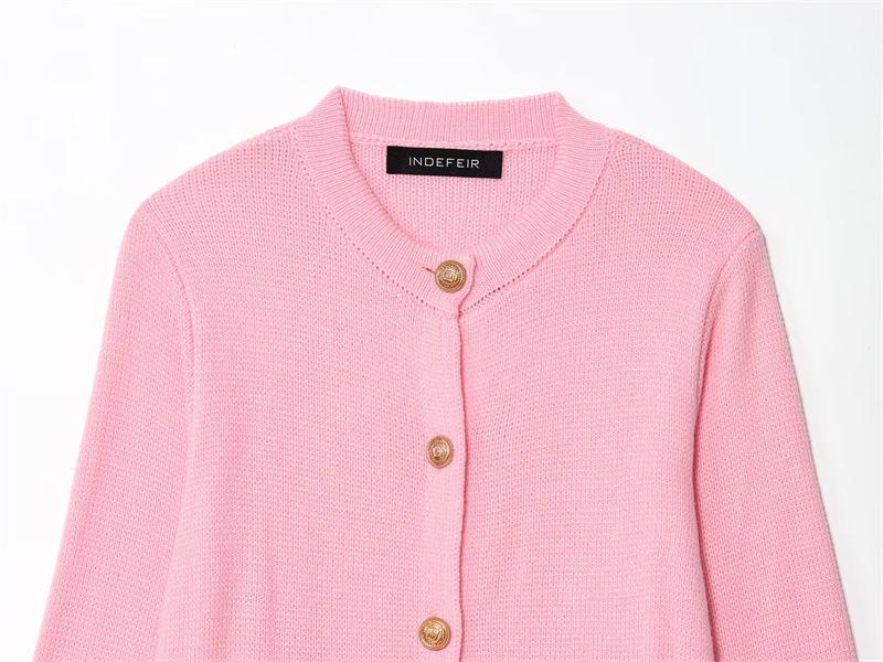 2025 Autumn/Winter New Arrival European & American Style Round Neck Long Sleeve Knit Cardigan