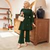Muslim Women's Fashion 2-Piece Set: Hot Drilling Loose Top & Flared Pants