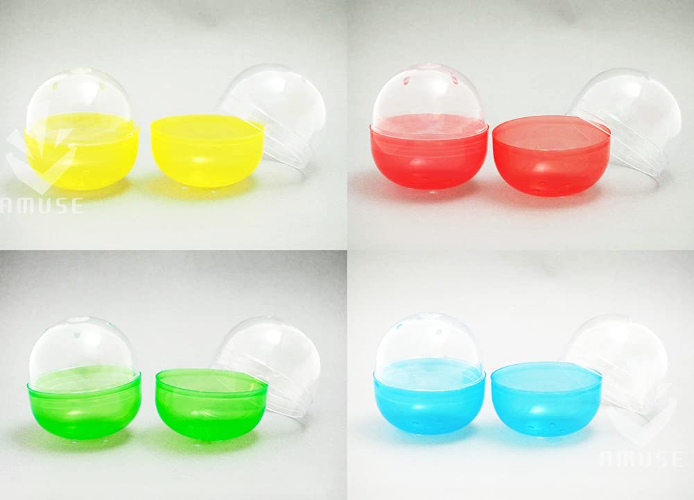 Amiuse 65mm Empty Capsules for Gachapon Vending Machines 4-Color Assortment Red Blue Yellow Green 10 Pieces