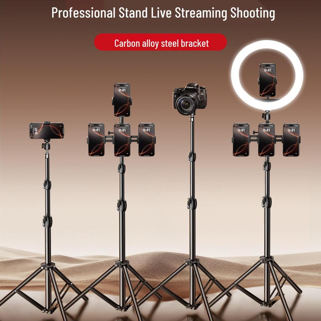 Selfie Stick Tripod with Phone Holder & Fill Light for Live Streaming and Photography