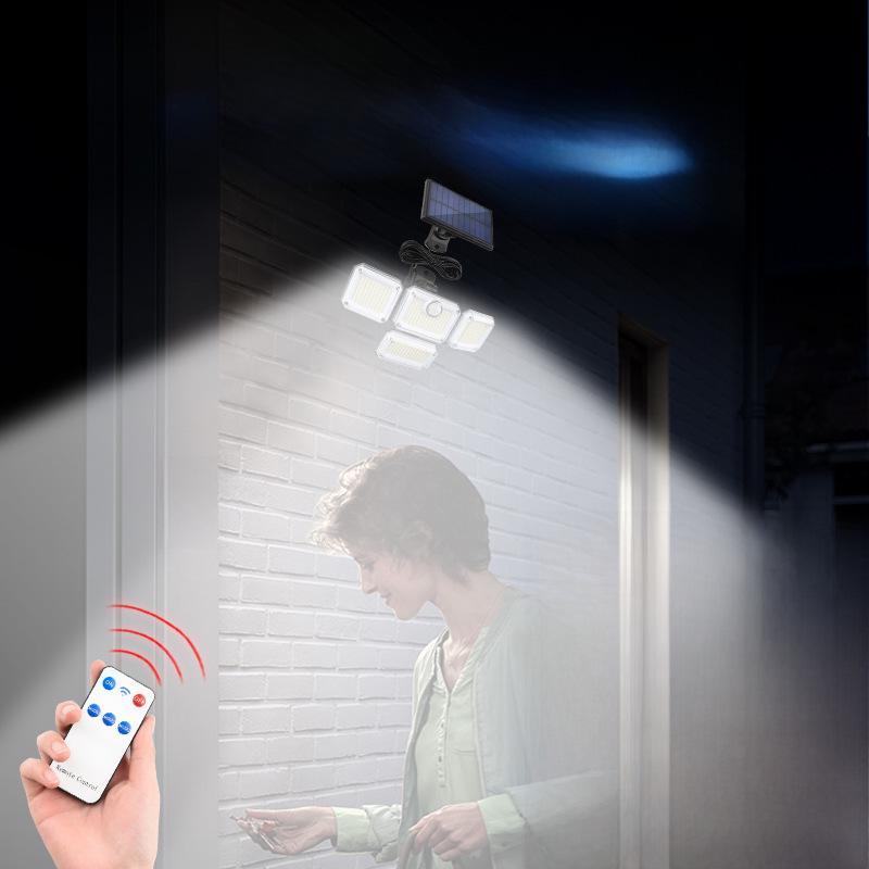 Trehodet 333 LED Solcelle Hagevegglampe med Bevegelsessensor