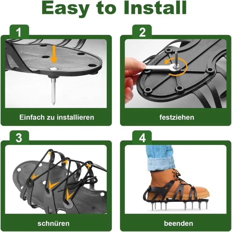 Adjustable Steel Spikes Lawn Aerator Shoes For Gardening Golf Course Yard With Durable Polyethylene Base And Secure Fit