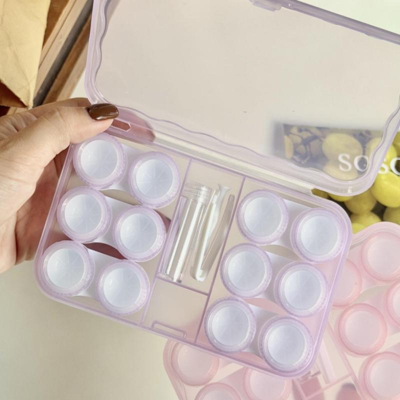 Transparent Fresh Portable Contact Lens Case Color Retro Morandi Companion Box Six Pairs Nursing Contact Lens Storage Box