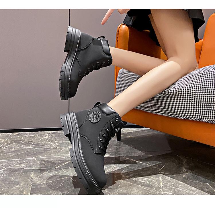 Dámské kotníkové boty Martin s vysokou platformou - Podzimní outdoorové ležérní kotníkové boty v motorkářském stylu