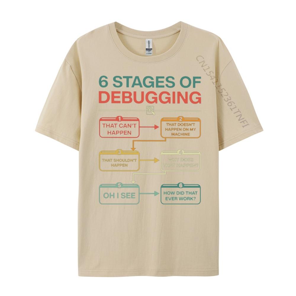 6 Stages Of Debugging Christian Tshirt Men Mens TShirts Graphic T Shirts Breathable Streetwear Camiseta