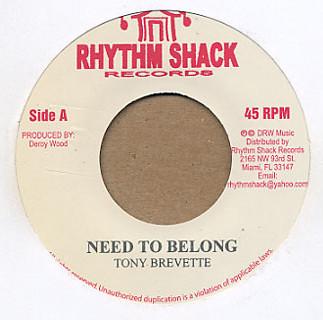

7inch Record TONY BREVETT - Need To Belong / Words Of Prophecy NONE Rhythm Shack Re US Reggae, Ska & Dub Used