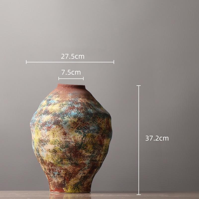 Ceramic Vase Retro Colorful Graffiti Flower Vase Ceramic Handicrafts Porcelain Vase Terrarium Home Decoration Accessories