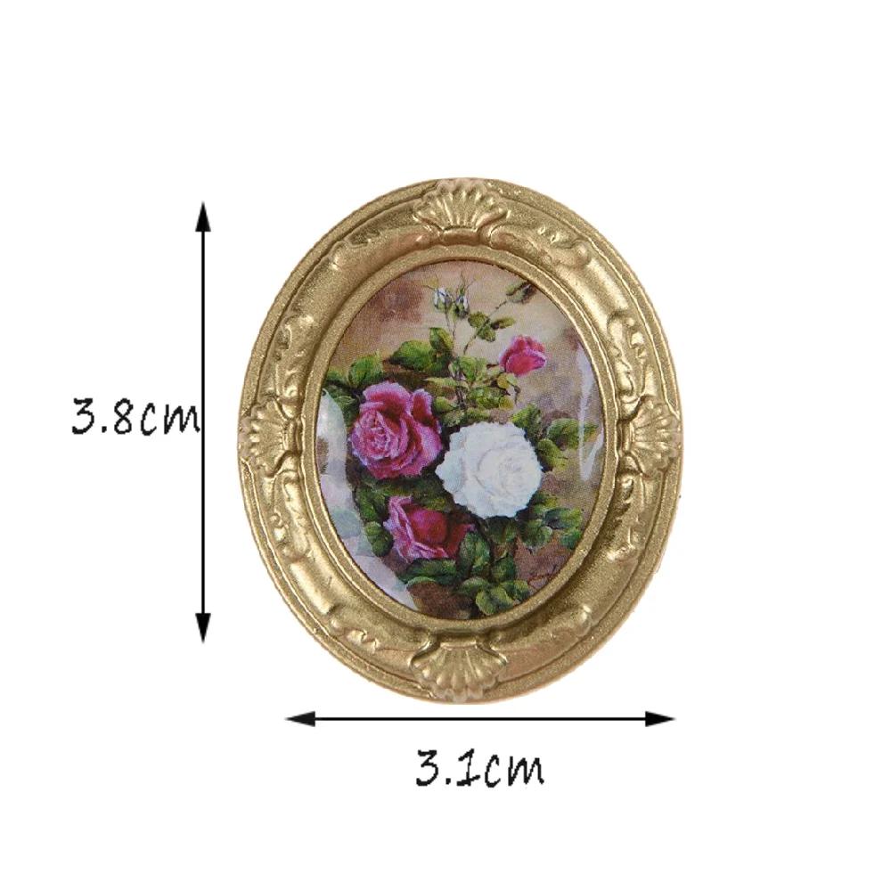 1:12 Scale Dollhouse Miniature Oil Painting Vintage Character Landscape Picture Mini Photo Frame Dollhouse Wall Mural Ornaments
