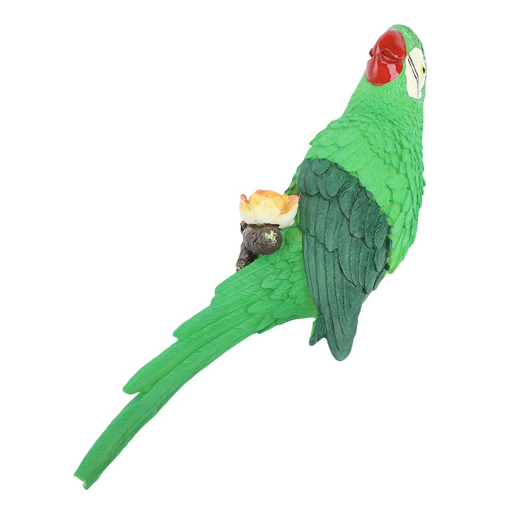 Parrot Decor Resin Realistic Weather Proof Macaw Statue for Garden Balcony Patio Decoration Green