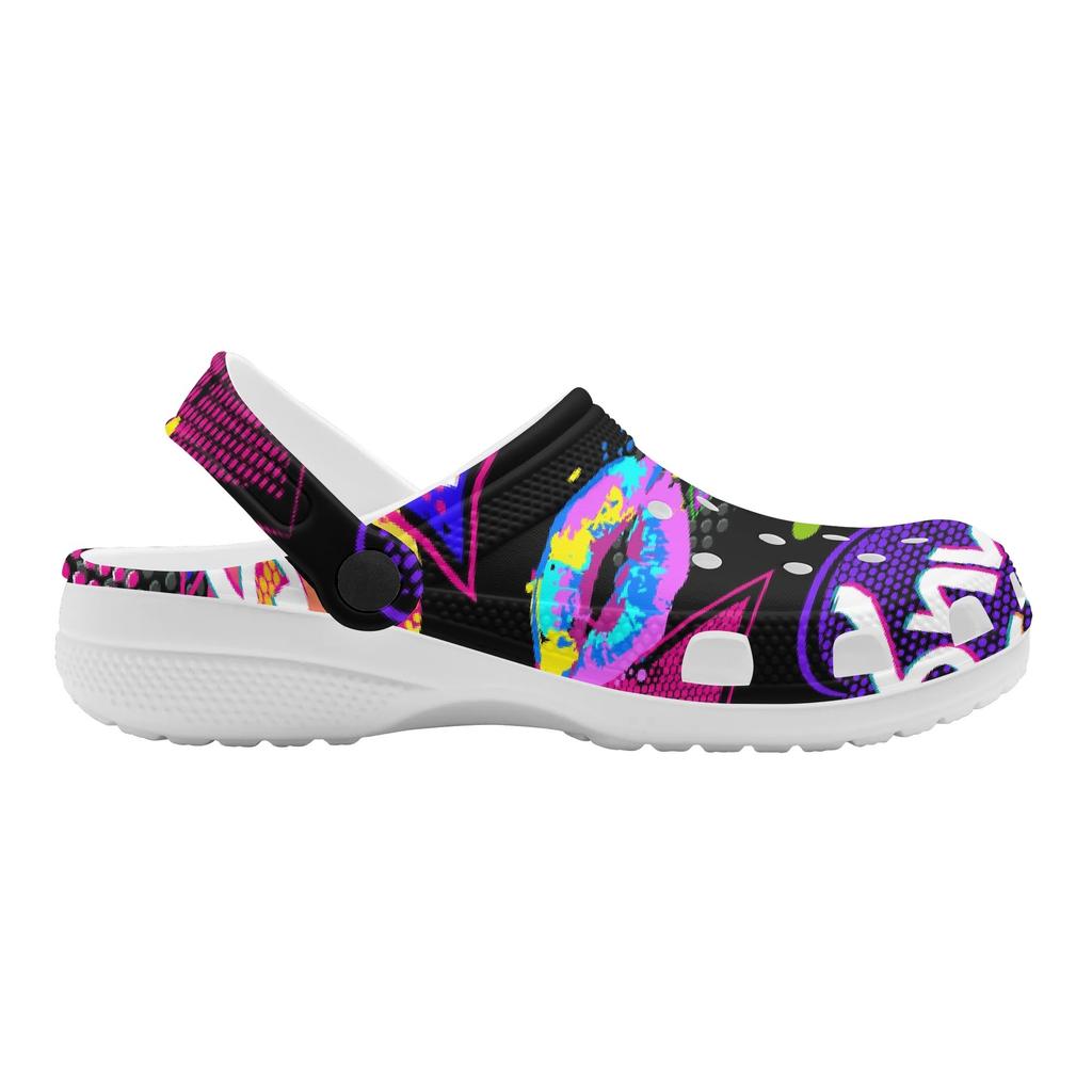Color Print EVA Beach Clogs Unisex Lightweight Breathable Slip On Garden Shoes Bathroom Pool Home Summer Wear Beach Pool Wear
