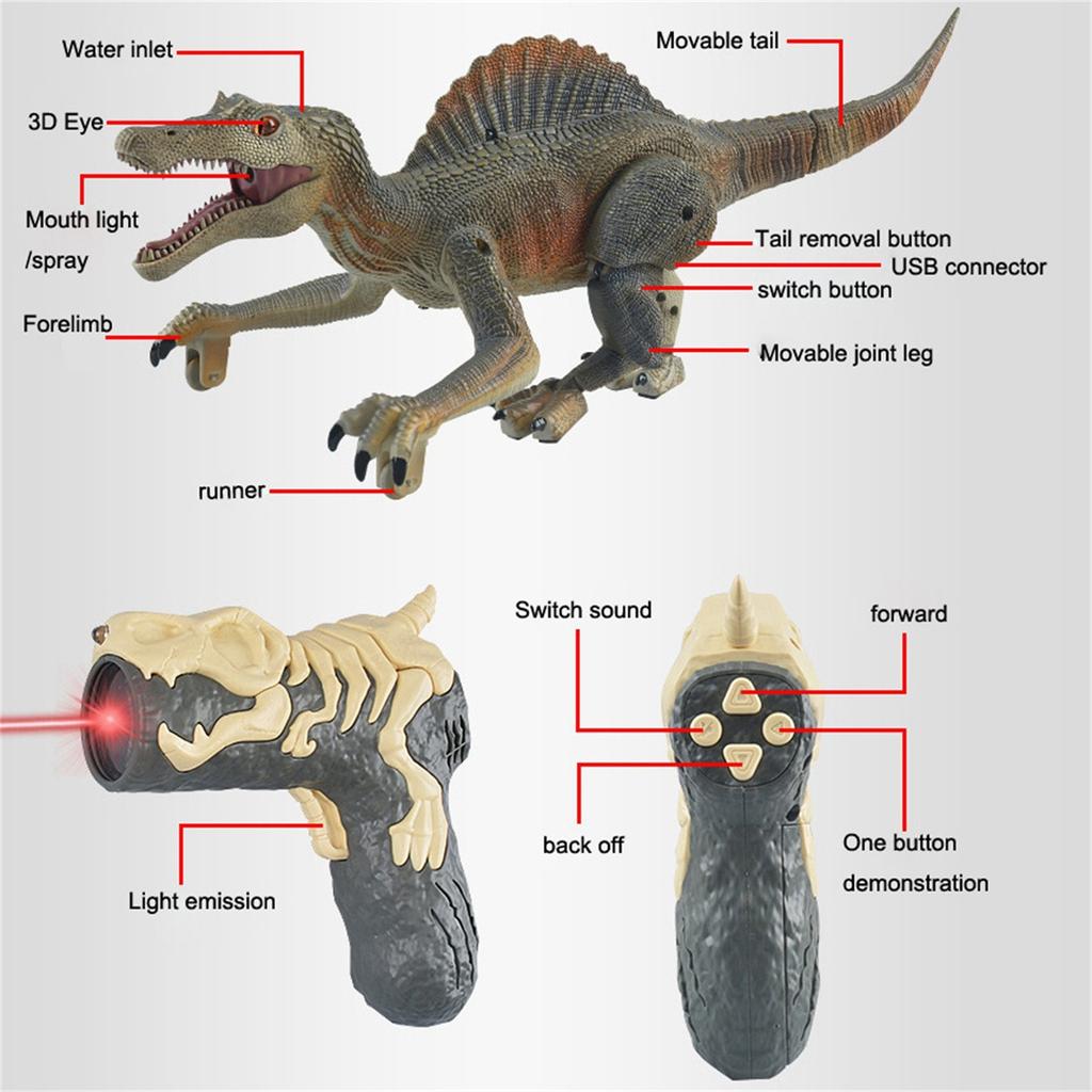 Remote Control Dinosaur Sound Photoelectric Light Induction Simulation Spray Mechanical Dinosaur Model Toy