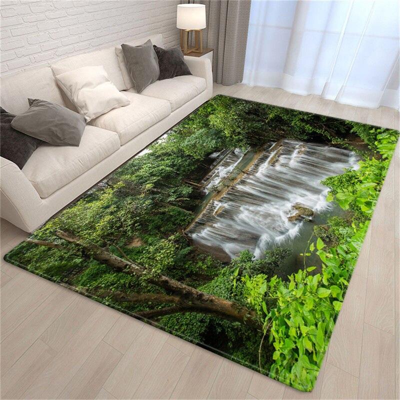 Wzór krajobrazu dywan do salonu duża mata na stolik kawowy 3D wodospad antypoślizgowa mata dekoracyjna na podłogę