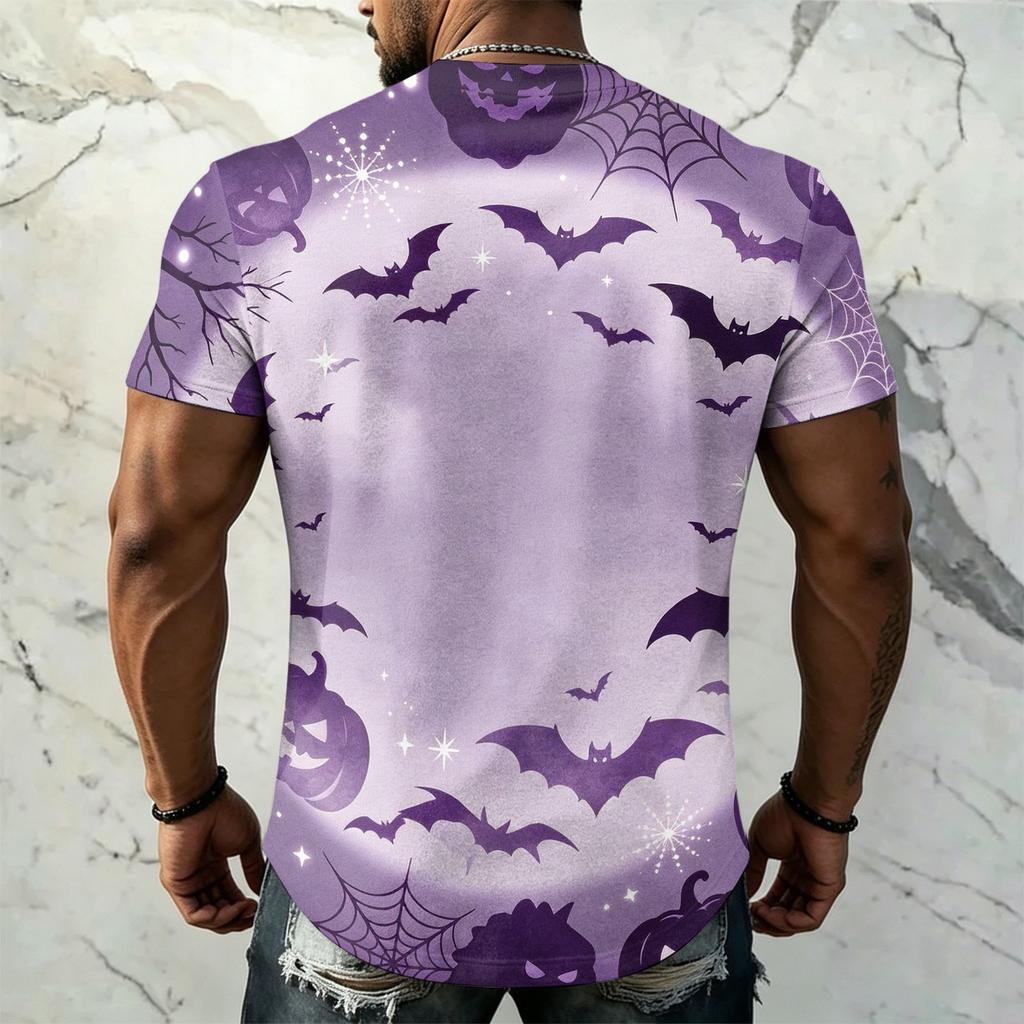 Men's Halloween Vintage Short Sleeve T Shirt Loose Breathable Summer Sports Streetwear Casual Everyday Top Lightweight Comfortable Fit