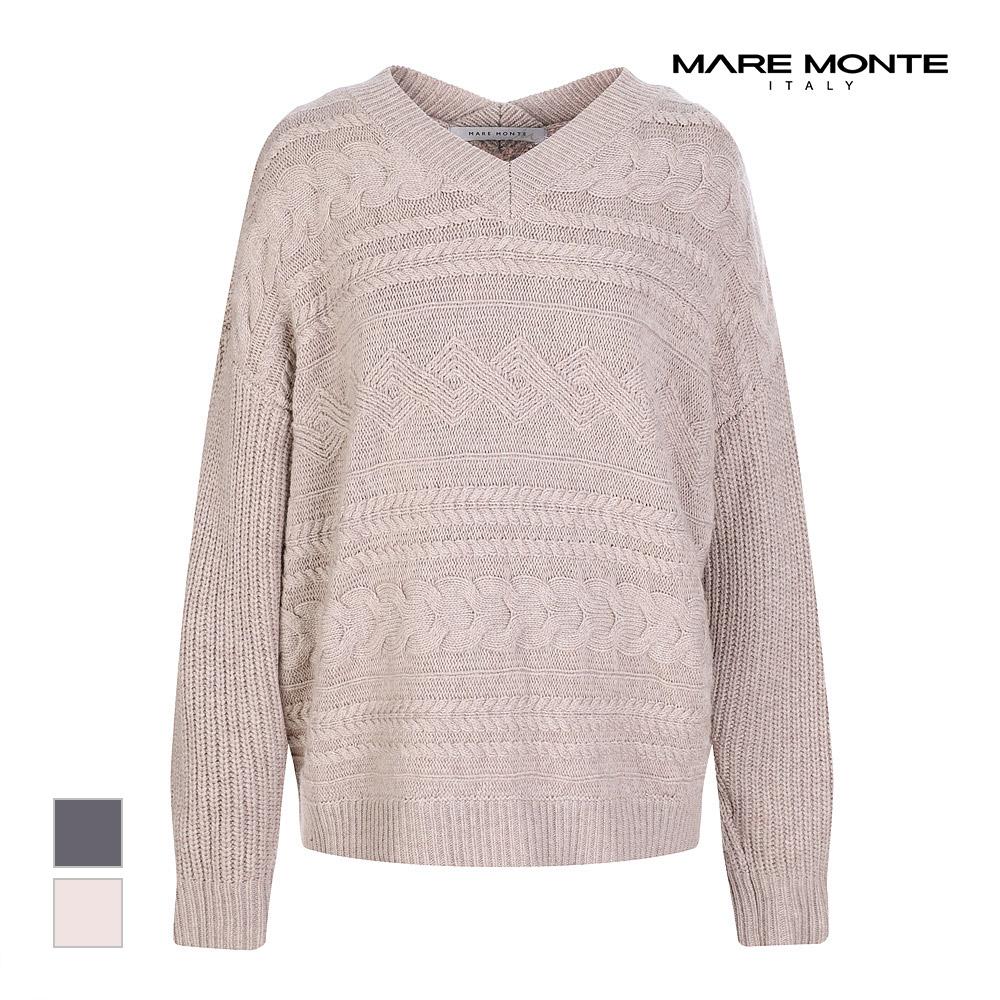 MAREMONTE Cable Knit V-Neck Knit_M21Omkt60P0