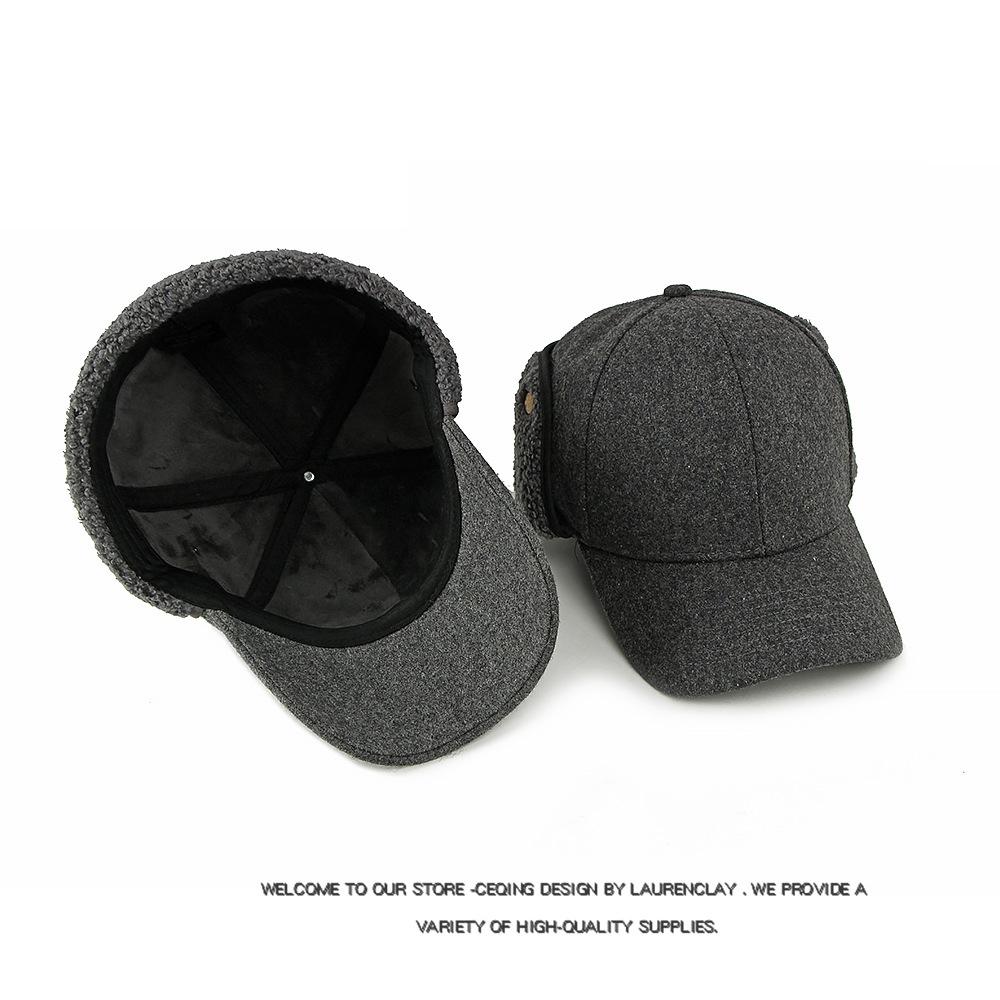 Autumn Winter Hat Men's Baseball Cap Middle-Aged and Elderly People's Cap Thick Velvet Ear Protection Wool Warm Cap