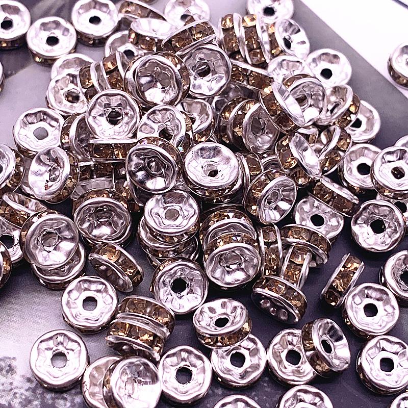NEW 50pcs 8mm Czech Crystai Rhinestone Glass Round Loose Spacer Beads for Jewelry Making DIY Bracelet Necklace