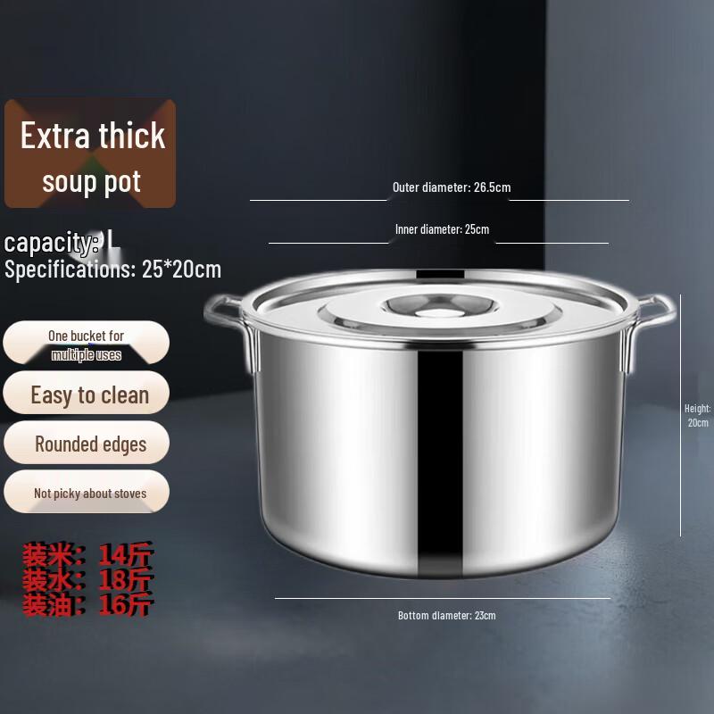 FATTBAO Stainless Steel Commercial Soup Pot with Lid