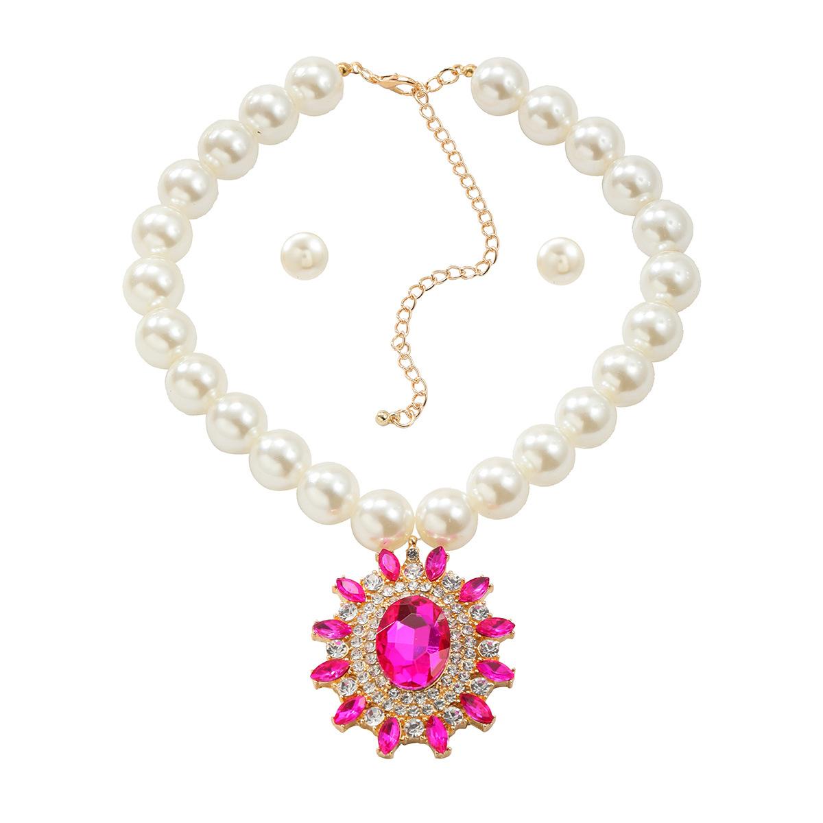 

Винтажная имитация жемчуга, кулон-цепочка, колье, серьги для женщин, вечерние ювелирные изделия, подарок розы красного