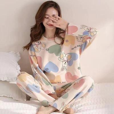 Conjunto de Pijama de Dibujos Animados para Mujer 2024: Ropa Interior Térmica de Primavera Otoño, Ropa para el Hogar Talla Grande, También Adecuada para Uso en Exteriores