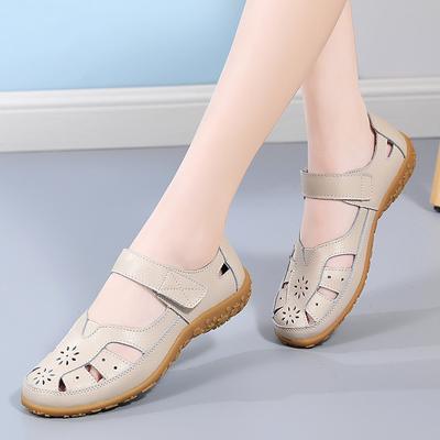 Sandales Respirantes pour Femmes Été Dames Noir Confortables Cheville Creuse Bout Rond Sandales Femme Chaussures Souples Féminines pour Femmes