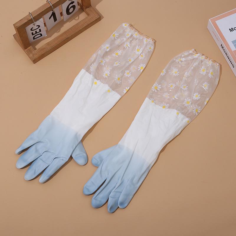 Extra Long Waterproof Dishwashing Gloves for Kitchen and Laundry, Jelly Color PVC