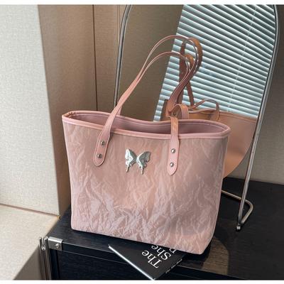 Large Capacity Bag Women's Fashion Smudge Butterfly Shoulder Bag Niche Versatile Portable Tote Bag