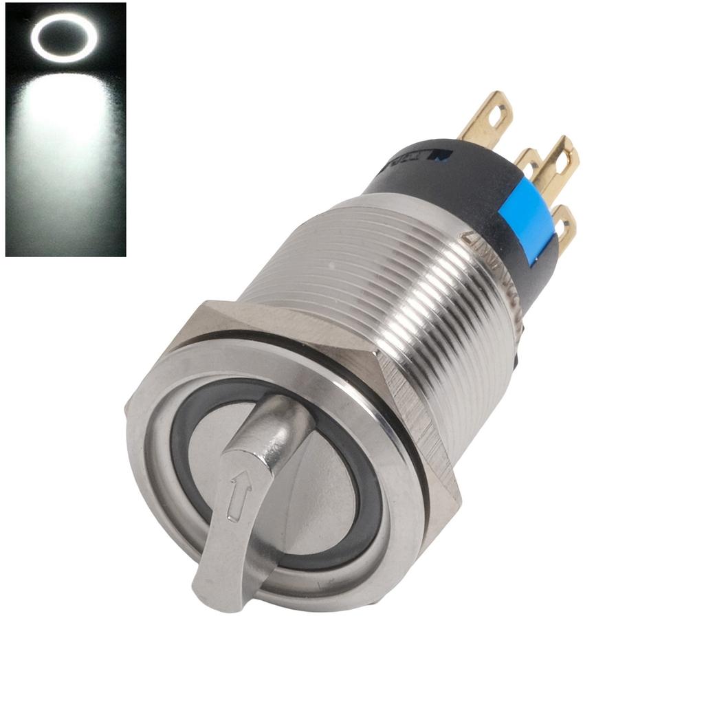 19mm Rotary Switch Latching 2 Positions 3-6V Metal Push Button Switch With LED 304 Stainless Steel Material