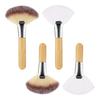 4Pcs Facial Fan Brush Wooden Handle Women Makeup Brush Soft Fluffy Bristles Esthetician Facial Mud Clay Applicator Brush Tools