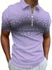 Trendy Half-zip Short-sleeve Geometric Pattern Polo Shirt, Great for Casual Wear.
