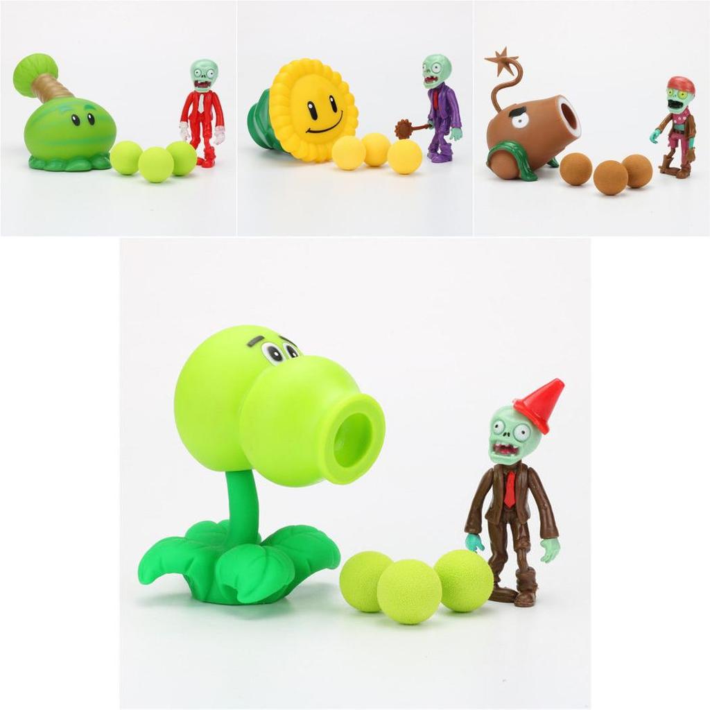 Pvz Plantas Vs Zombis Lanzaguisantes Figura de Acción de PVC Decoración de Madera de Pascua Para Niños