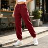 Pantalones de chándal con forro para mujer, color suelto para uso casual diario
