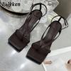 Fashion Eilyken Gladiator Sandals High Heels Women Fall Best Street Look Females Square Head Open Toe Clip-On Strappy Shoes
