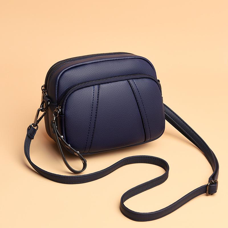 

Однотонная модная женская сумка для мобильного телефона с заклепками-молнией, простая мягкая сумка из искусственной кожи через плечо, маленькая квадратная сумка