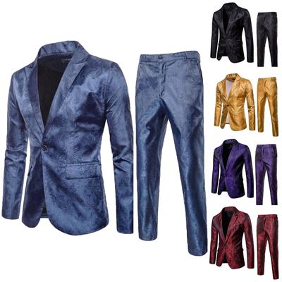 Costum pentru bărbați Explosive Blazere subțiri din 2 piese pentru afaceri, nuntă, jachetă, haină și pantaloni