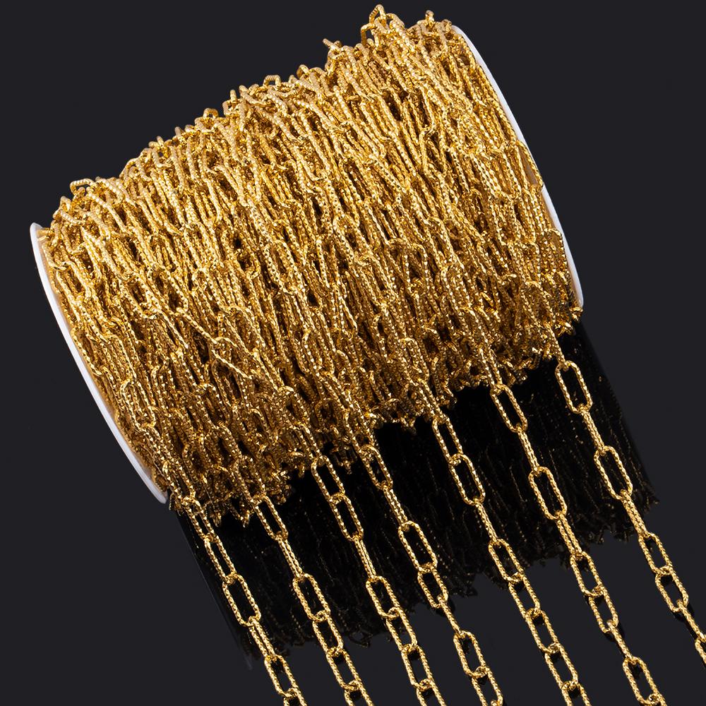 No Fade 1Meter Stainless Steel 7x17mm Carved Square Frame Bracelets Cross Link Chains DIY Necklace Jewelry Making Chain Supplies