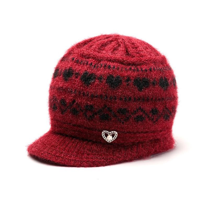 Winter New Velvet Warm Wife Hat Versatile Old Hat Women's Cold-proof Knitted Wool Hat