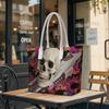 Trendy Skull Pattern Women Shoulder Bag Casual Street Style Daily Portable Tote Unique Fashionable Design Handbag For Outdoor Use