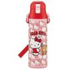 Skater Kids' 2-Way Stainless Steel Water Bottle, 580ml (Direct Drinking) and 570ml (Cup Drinking), Hello Kitty, Ushiro-Shiro, Sanrio Design,