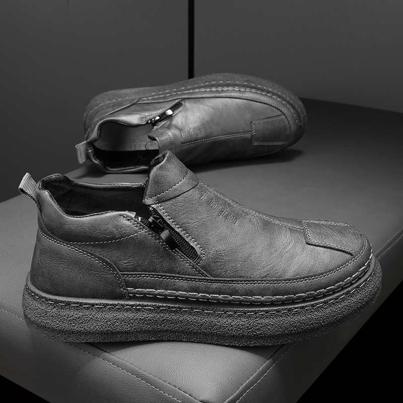 Fashion Flatform Key Height Brown Boots Man Basketball Retro Shoes Men Beige Men's Sneakers Sports Exercise Sho Wide Foot