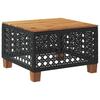 Garden Table Black 55x55x36 Cm Poly Rattan Acacia Wood