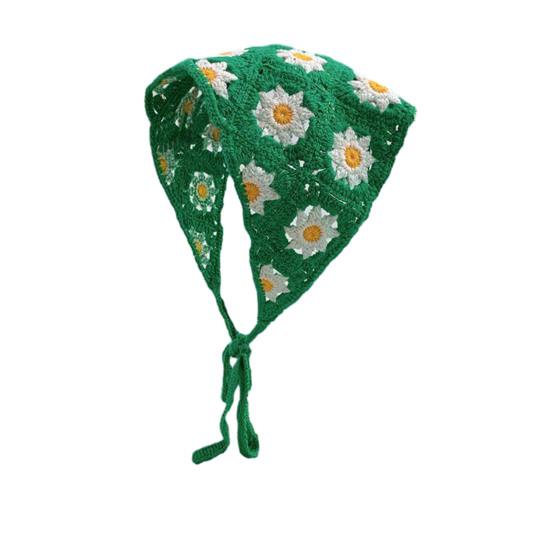 Femei care tricotează batic croșetat cu model de flori scobit batic fetita triunghi bentita accesorii pentru cap