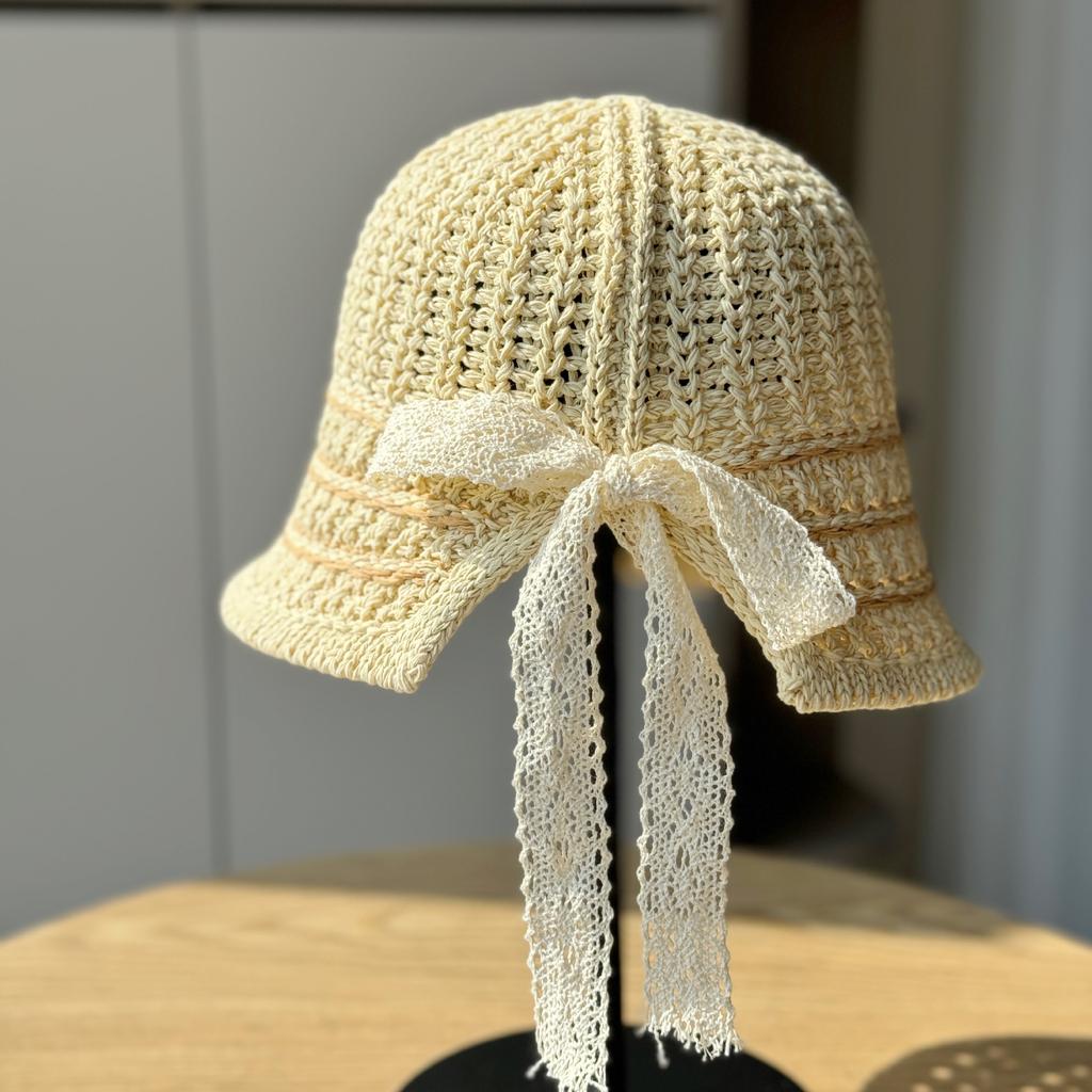 Weben Temperament Mode Fischerhut Kinder Frühling und Sommer Freizeit Hohl Gestrickter Beckenhut
