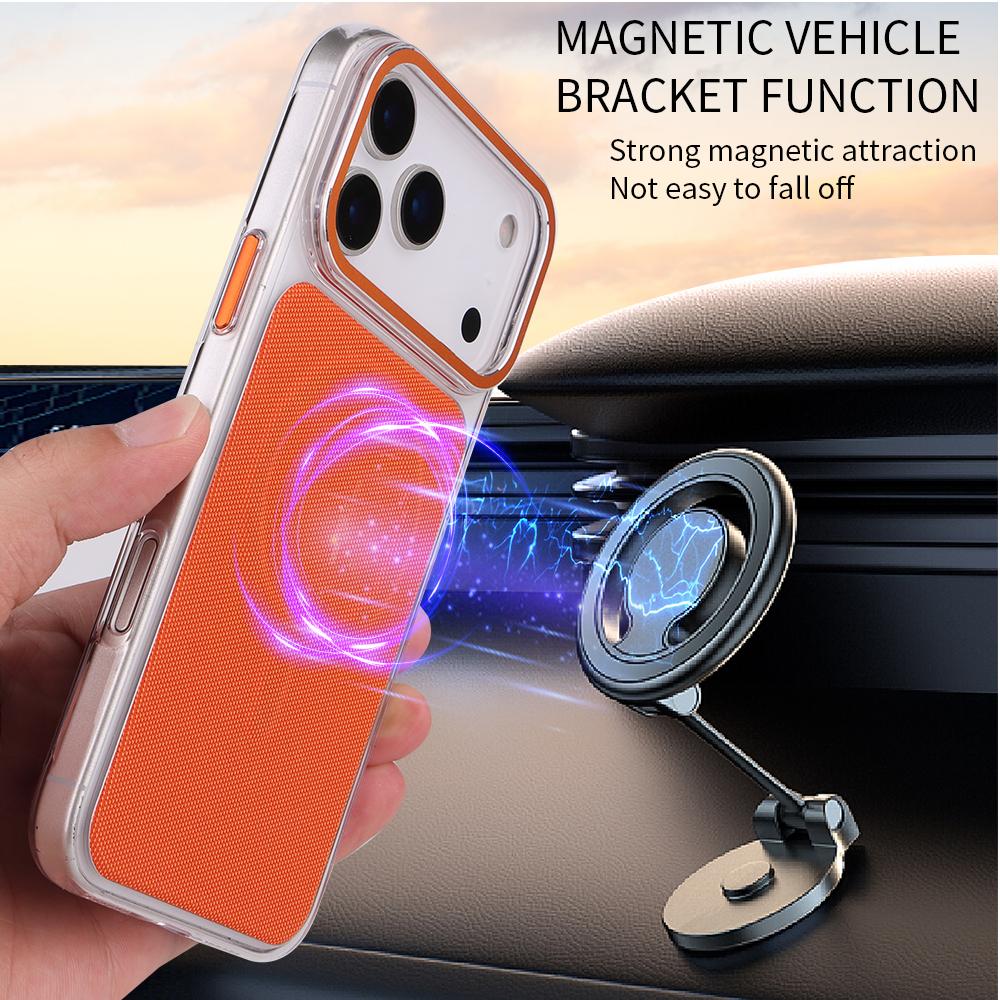 Porte-cartes détachable 2 en 1 Tissu technique magnétique Color block Coque antichoc pour téléphone pour iPhone 17 Pro max 16 15 Pour Magsafe