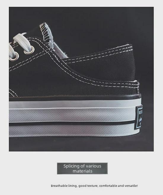 Women's Black Canvas Platform Sneakers: Korean Style, Breathable, Height-Increasing, Summer Casual Shoes N612