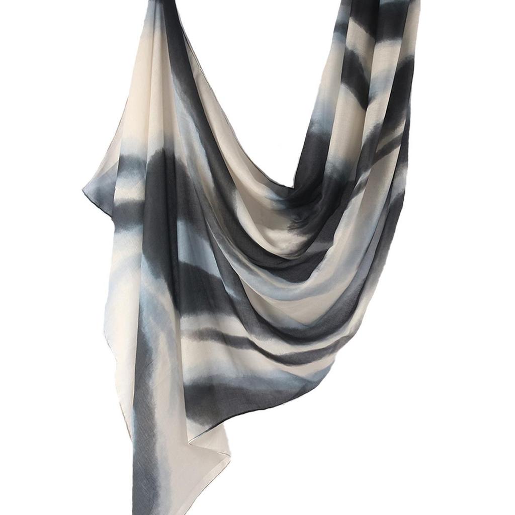 "Ethnic Watercolor Modal Cotton Shawl Satin Print Scarf for Women"