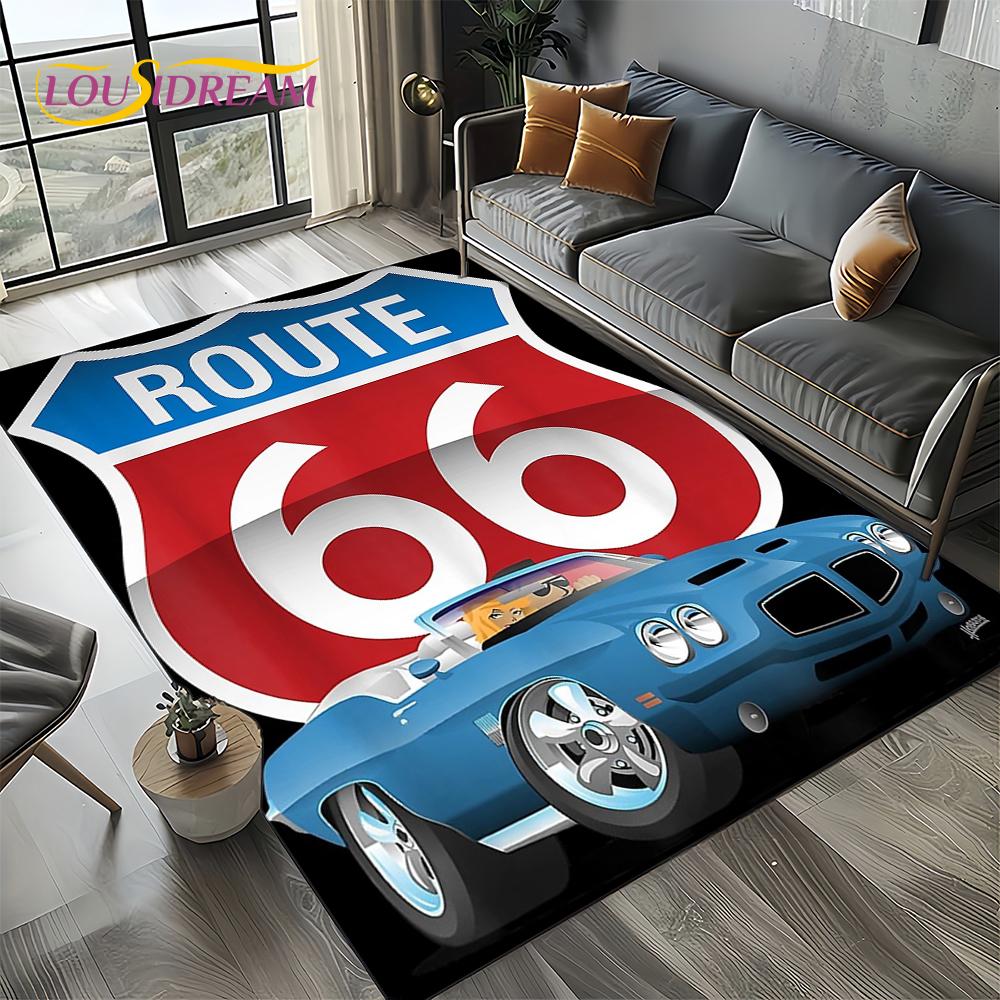 Retro America Historic Route 66,Mother Road,mãe EstradaCarpet Rug for Living Room Bedroom Home Sofa,Area Rug Non-slip Floor Mat