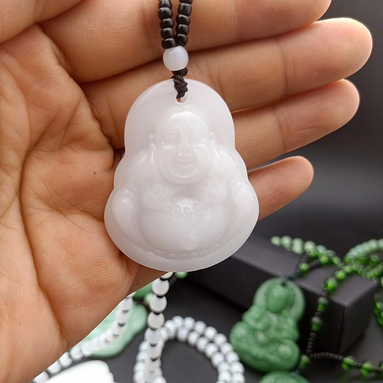 Guanyin Buddha Imitation Jade Pendant with Beaded Necklace