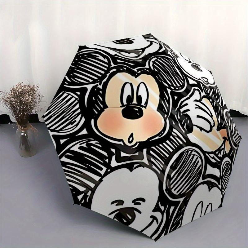 1pc Mickey Mouse Automatic Folding Umbrella - Portable Foldable Design with 8 Ribs, Durable Plastic & Iron Frame,  Sturdy Ribsy250725003