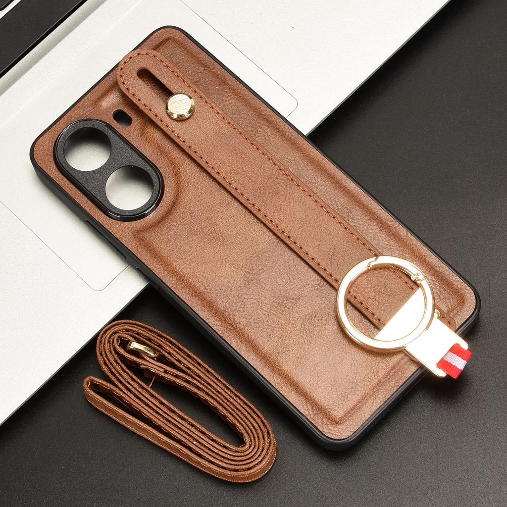 For POCO X7 Pro X 7 Wristband Leather Finger Ring Phone Case For Xiaomi POCO X7Pro Crossbody Lanyard Shockproof Back Cover